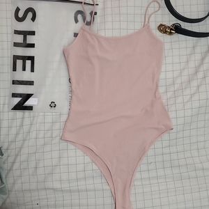 Blush Pink Ribbed Tank Bodysuit